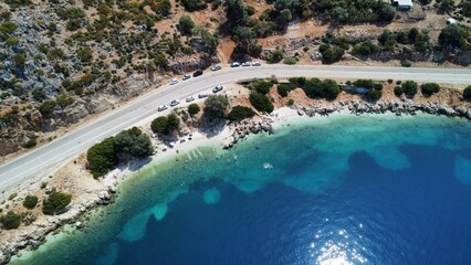 aerial view of a road in the sea