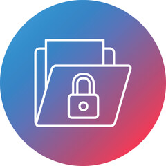 Secured Folder Line Gradient Circle Background Icon