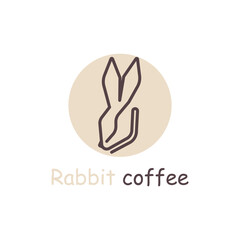 Obraz premium coffee and rabbit logo vector