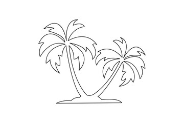 Obraz premium Palm Tree Minimalist Icon One Line Drawing Vector Illustration