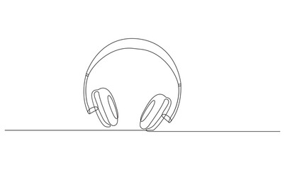 Minimalist Headphone Line Art – Single Line Drawing Premium Vector