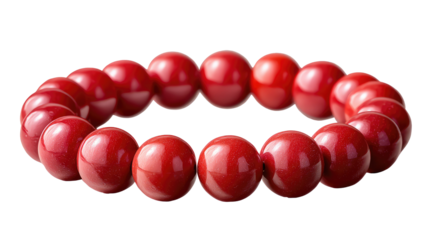 Elegant Red Coral Bracelet: A stunning close-up captures the elegance of a vibrant red coral bracelet, its smooth, polished beads radiating a sense of luxury and timeless beauty.