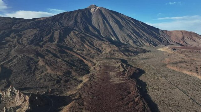 Aerial view of El Teide volcano, El Teide National Park, Tenerife, Canary Islands, Spain