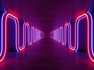 interior empty space with colorful lighting , 3d rendering