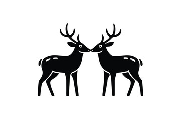 Two adorable deer silhouettes nuzzling sweetly