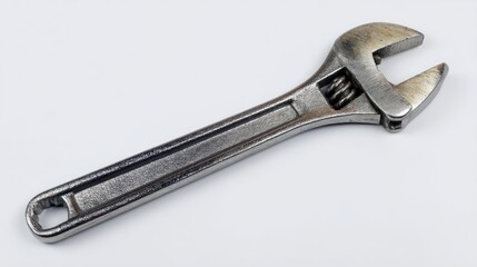 Stainless Steel Adjustable Wrench on White Background Ideal for Repair and Maintenance Tasks in Various Settings