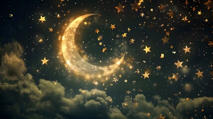 Moon and Stars Fireworks: Enchanting moon and stars fireworks, symbolizing dreams and aspirations. 
