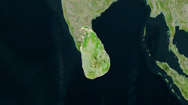 Sri Lanka map - extract. Border. Satellite  map