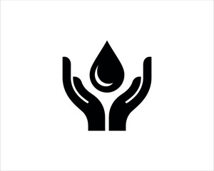 graphic-representation-of-two-hands with  liquid drop.