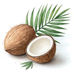 Coconut Fruit against White Background