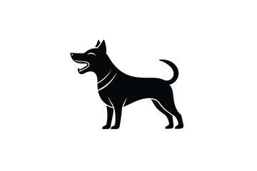 Black dog silhouette standing profile logo design