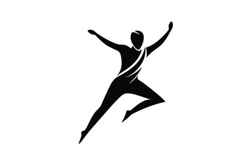 Dynamic silhouette of a person in mid-air leap
