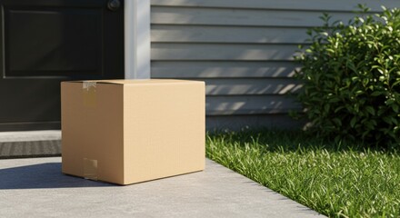 Cardboard box symbolizing online delivery and home receiving package