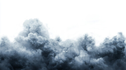 single dramatic looking blue rain cloud on white background with luma mask explosion.