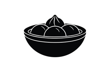 Bowl of macadamia nuts silhouette simple food icon
