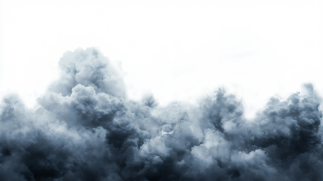 single dramatic looking blue rain cloud on white background with luma mask explosion.