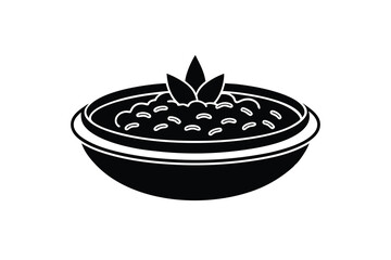 Delicious vegetarian stew in a bowl silhouette illustration