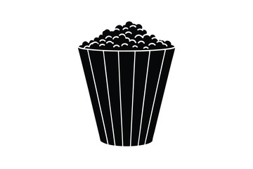 Delicious popcorn silhouette in a striped bucket