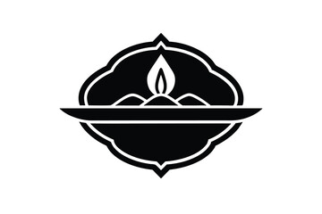 Elegant black silhouette of a traditional oil lamp