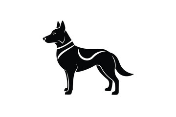 German shepherd dog silhouette standing profile vector illustration