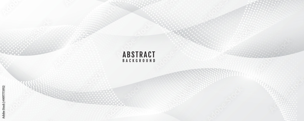 Poster 3d white abstract background overlap layer on bright space with particle waves effect decoration. mo