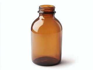 Brown medicine glass isolated on white background is used for cosmetic skin care product, containing products and medical supplies. clipping path