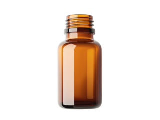 Brown medicine glass isolated on white background is used for cosmetic skin care product, containing products and medical supplies. clipping path