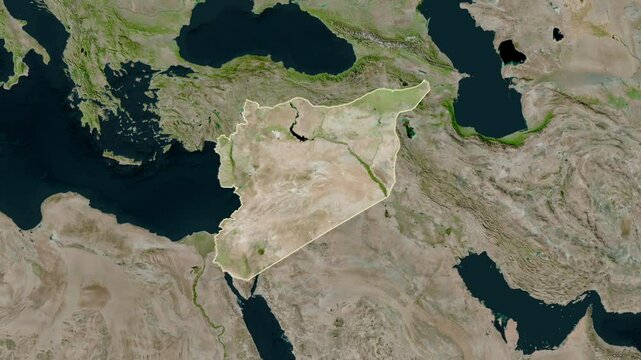 Syria map - extract. Border. Satellite  map