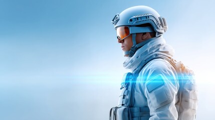 Futuristic Soldier in Advanced Armor with Tech Gear