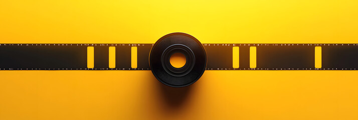 Film frame, yellow simple background