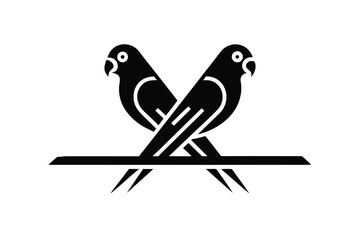 Elegant silhouette of two birds perched on a branch