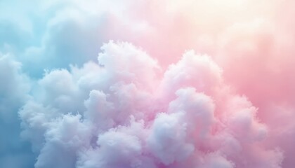 Fototapeta premium Abstract dreamy illustration of cotton candy in soft pastel colors pink, blue, purple. Gentle, swirling patterns create light airy dreamy background. Perfect for cosmetic, beauty, fashion, romantic