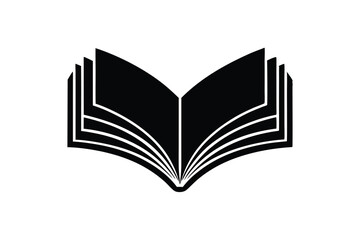 Open book silhouette icon education knowledge literature reading