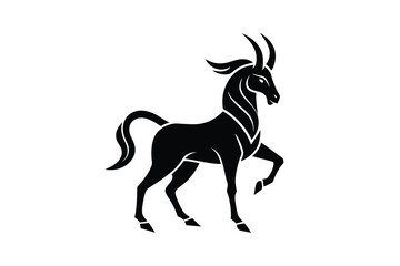 Majestic black silhouette of a horned horse elegant design