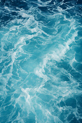 Obraz premium High-Resolution Aerial Shot of Swirling Sea Surface with White Foam Patterns and Vivid Blue Hues, Mighty Nature, Marine Background Concept, Bestseller