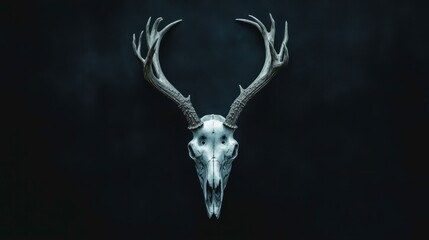 Deer Skull with Antlers   Dark Background  Animal Bones  Wildlife
