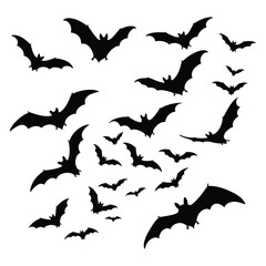 Flying Bat Silhouette Collection Vector
