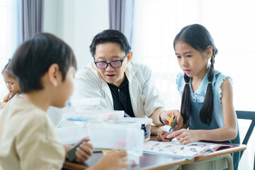 Group of diverse children enjoy learning about the STEM.