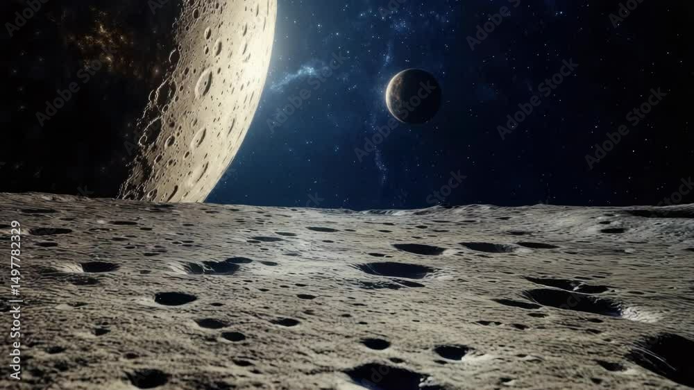 Poster A view of the moon's surface from up close, great for space or astronomy related projects