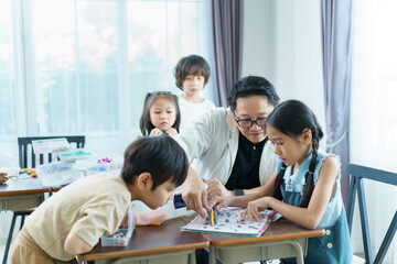 Group of diverse children enjoy learning about the STEM.
