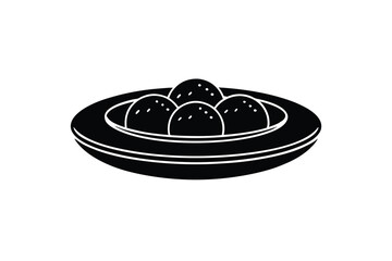 Sweet dessert balls on a plate silhouette illustration