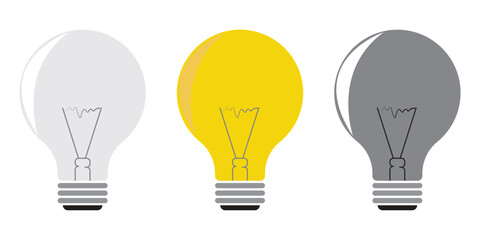 Light Bulb icons set, with different styles. Lighting Electric lamp symbol vector illustration.