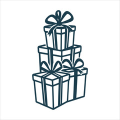 Stacked Gray Gift Boxes with Ribbons for Boxing Day