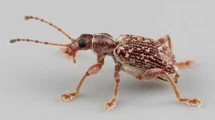 Close-up View of a Colorful Beetle with Intricate Patterns on a Gray Background for Insect Enthusiasts and Educators