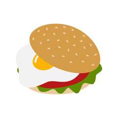 Hand drawn Enticing Egg Burger illustration designed for breakfast promotion to attract food lovers