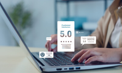 Online customer satisfaction survey feedback and ratings for business success, Quality service evaluation positive customer reviews.