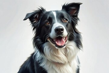 Studio Portrait of a Happy Border Collie Dog