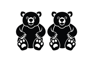 Two adorable baby bear silhouettes sitting together