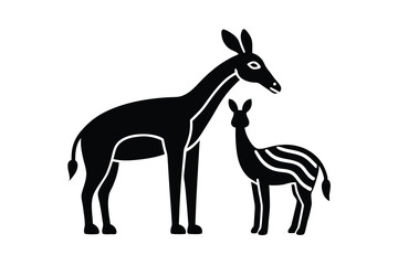Okapi and calf silhouette african wildlife animal mother nature