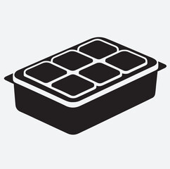 ice cube tray silhouette vector art illustration, ice cube isolated on white background